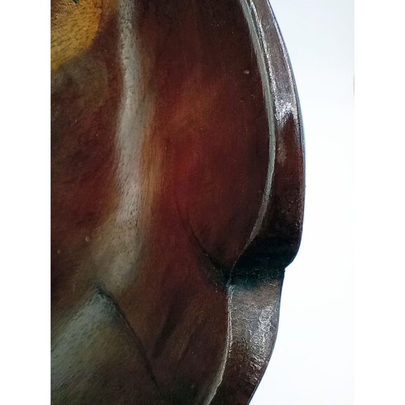 Leaf-Shaped Bowl Vintage Midcentury Modern Monkey Pod 8.5 Inch Rustic Kitchen - Picture 7 of 16